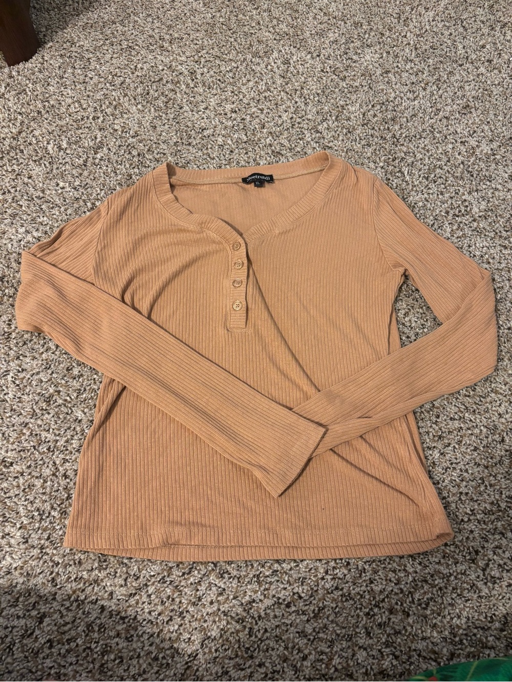 Tan V-Neck Long Sleeve